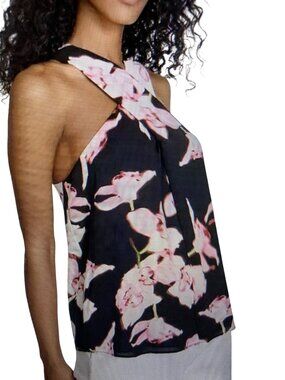 Calvin Klein Crossover-Neck Top 	Printed Floral Sleeveless Blouse Varies  NWT